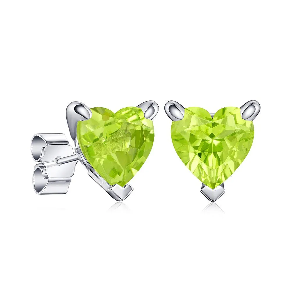 1 CT. Heart-Shaped Birthstone Gemstone Stud Earrings