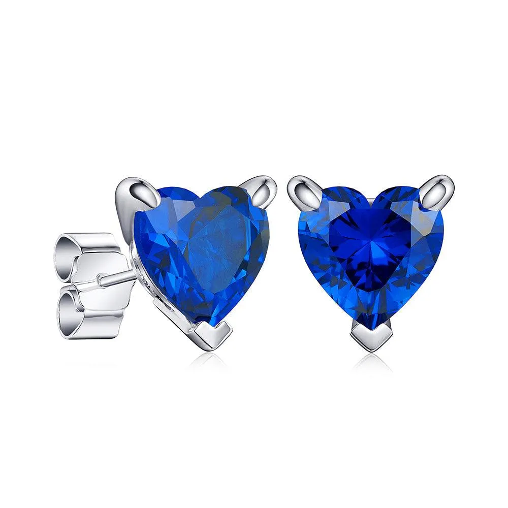 1 CT. Heart-Shaped Birthstone Gemstone Stud Earrings