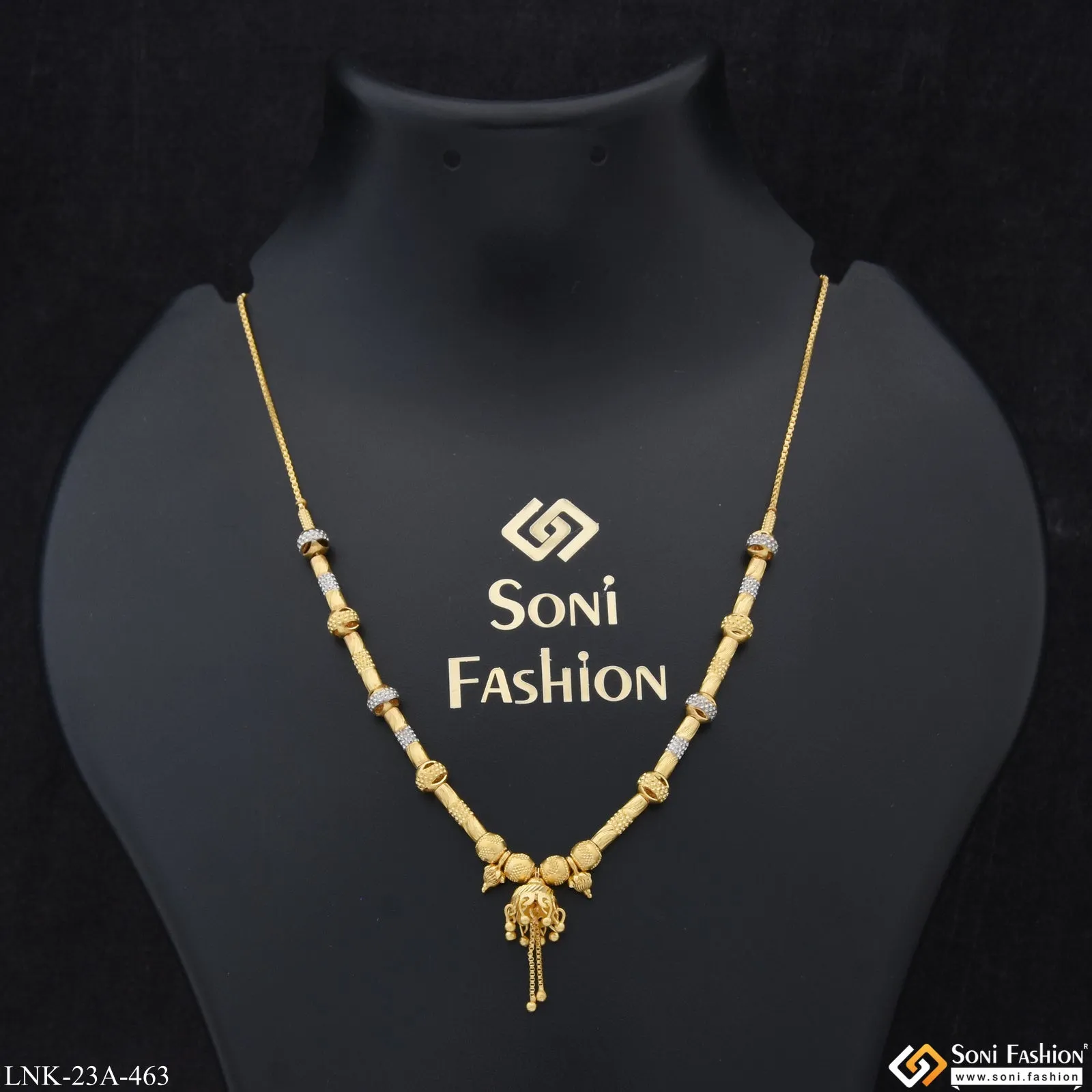 1 Gram Gold Plated Eye-Catching Design Chic Design Necklace for Ladies - Style A463