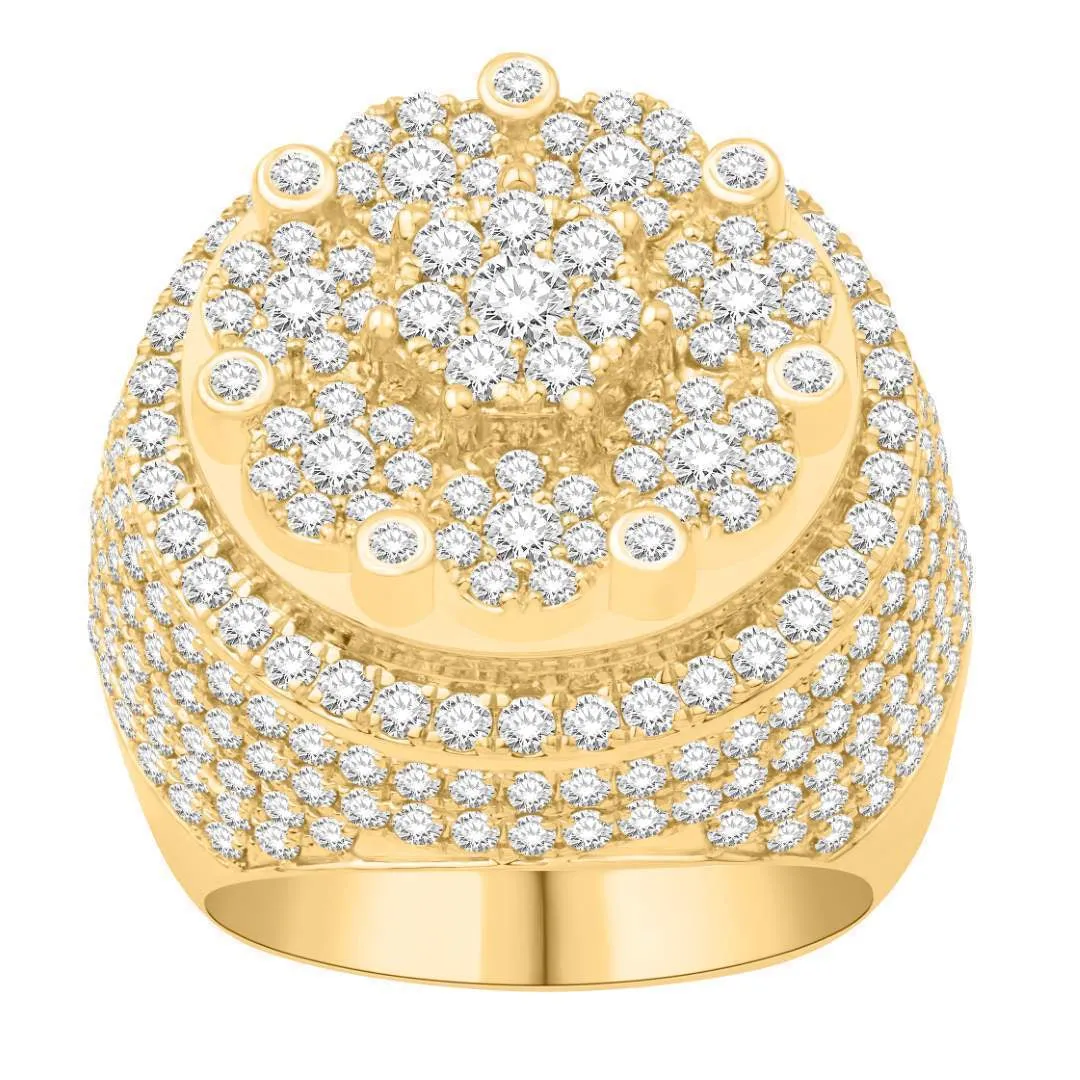 10 Karat All Yellow Gold 4.94 Carat Diamond Round Men's Ring-0332075-ALY