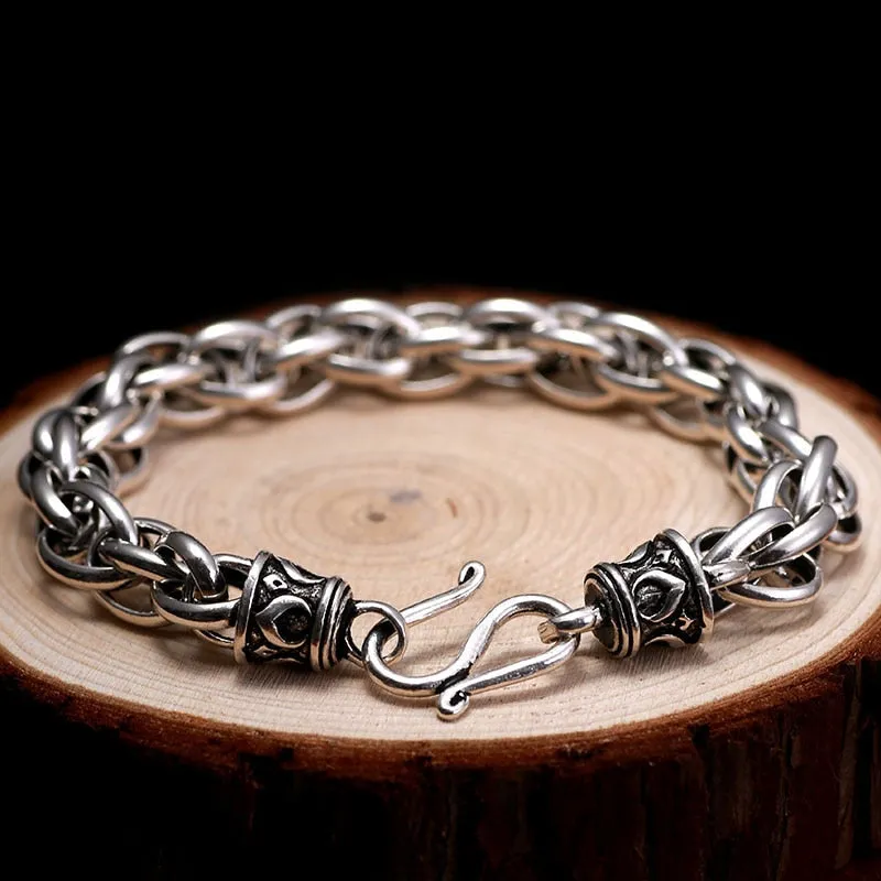 10mm Round by Round 925 Sterling Silver Handmade Vintage Punk Rock Bracelet