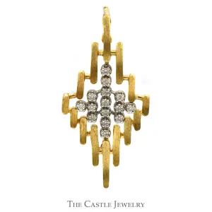 1/4cttw Diamond Cluster Geometric Broach Pendant in 14k Yellow Gold