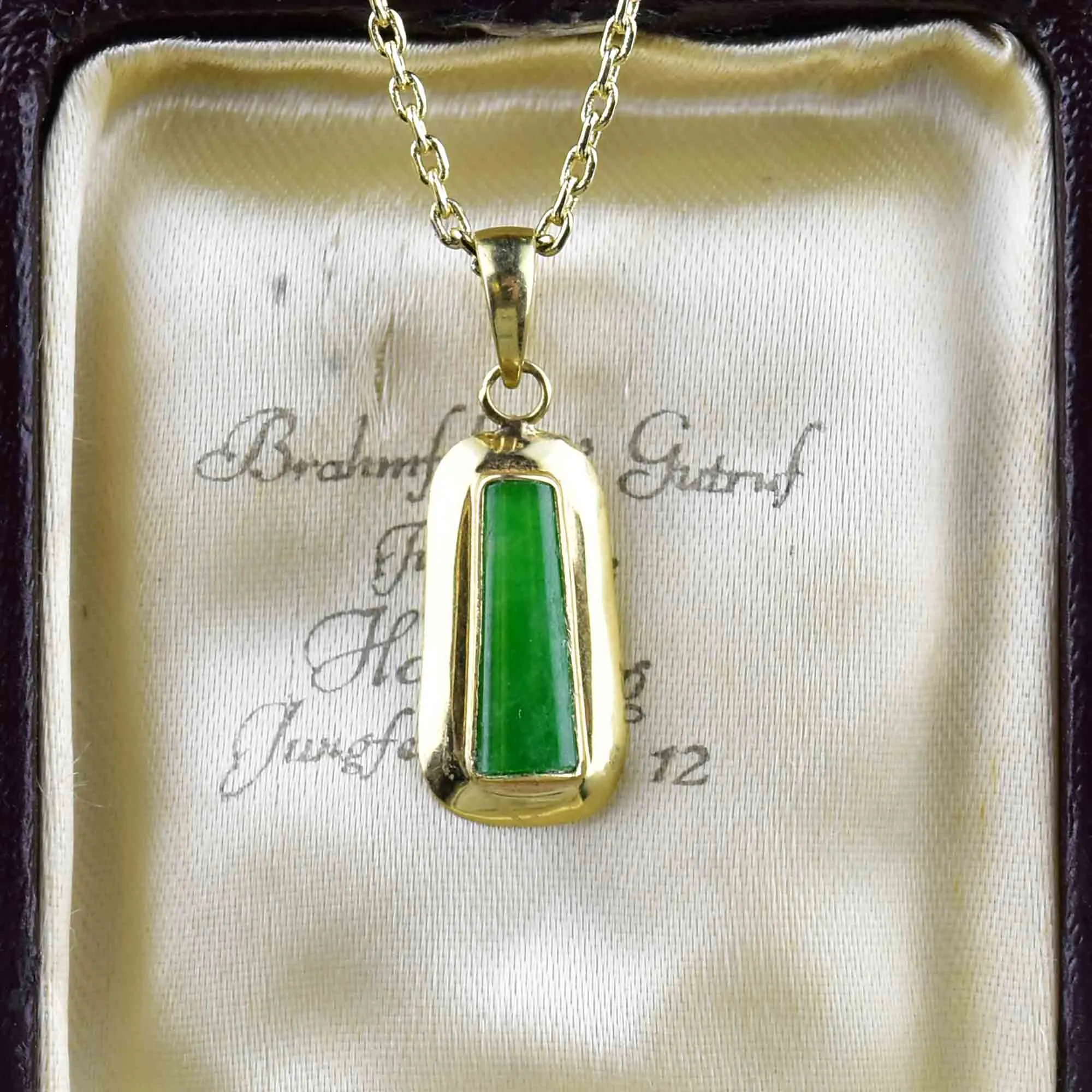 14K Gold Geometric Jade Pendant Necklace