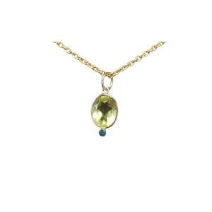 14k Gold Lemon Quartz with Apatite Pendant