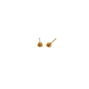 14k Small Citrine Prong Studs | November Birthstone