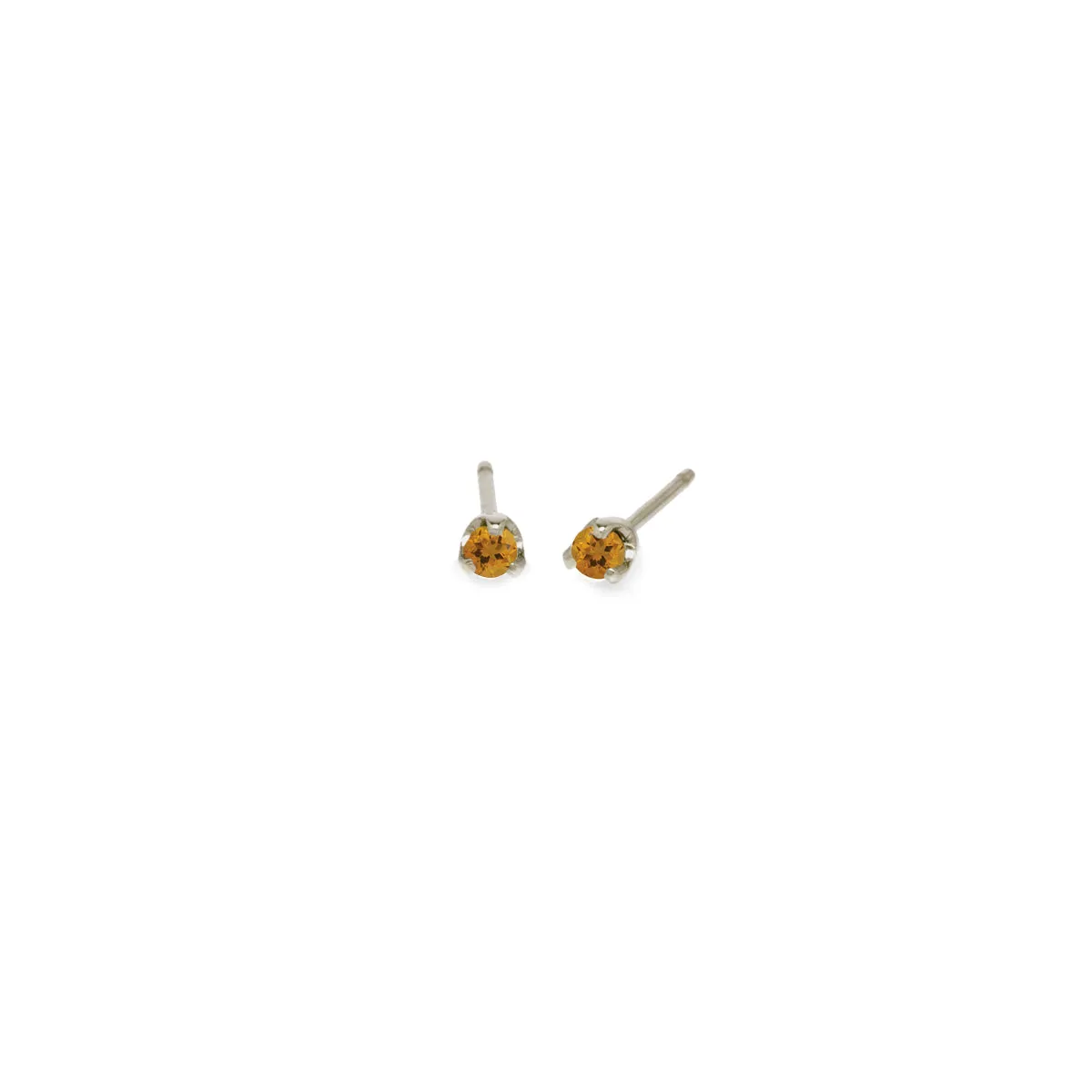 14k Small Citrine Prong Studs | November Birthstone