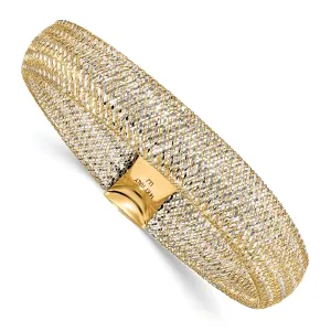 14k Two Tone Gold Polished Mesh Bracelet