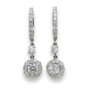 14K W Gold 1.60cttw F/SI1 Diamond Drop Earrings