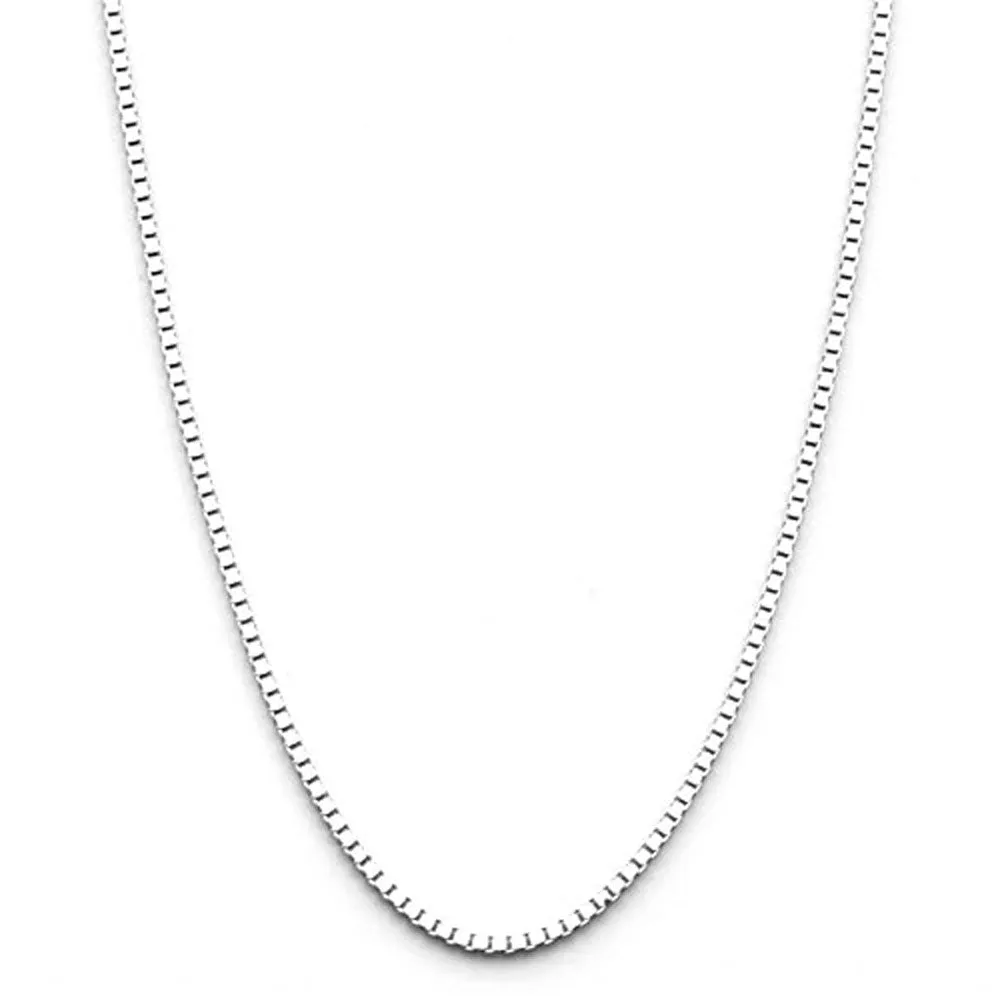 14k White Gold Italian Baby Box Chain 0.69mm 17.5 inch long