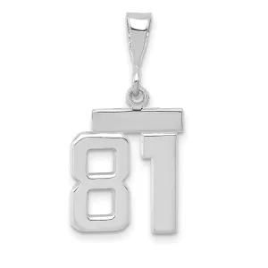 14k White Gold Polished Finish Small Size Number 81 Charm Pendant