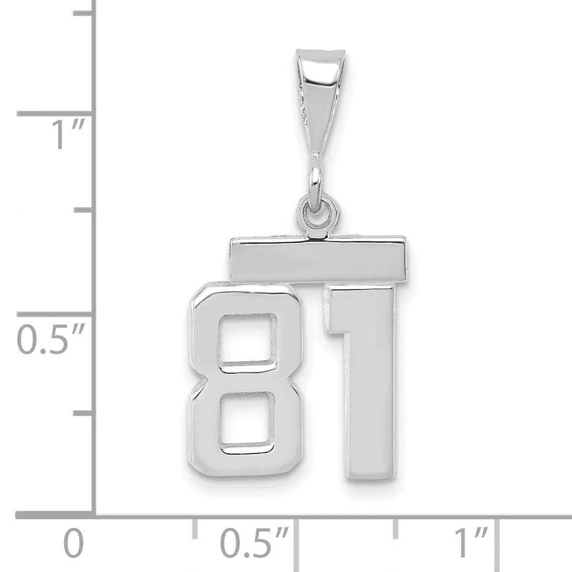 14k White Gold Polished Finish Small Size Number 81 Charm Pendant