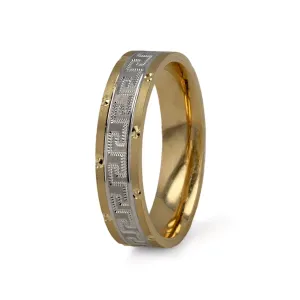 14K Yellow gold 6mm greek two tones band ring-227158