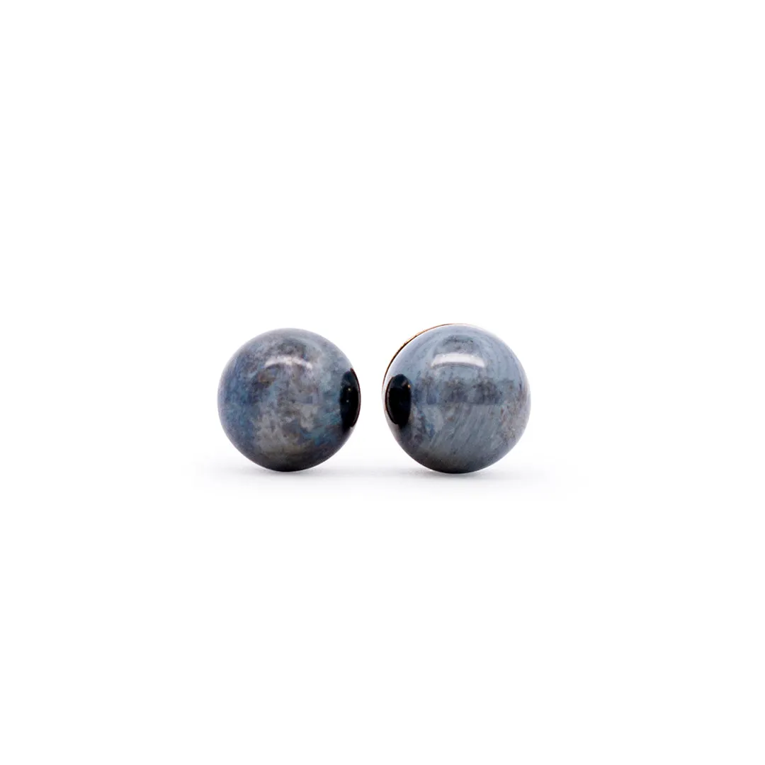 14K Yellow Gold Black Pearls Stud Earrings