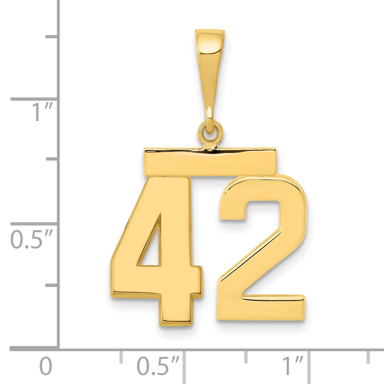 14k Yellow Gold Medium Polished Number 42 Charm