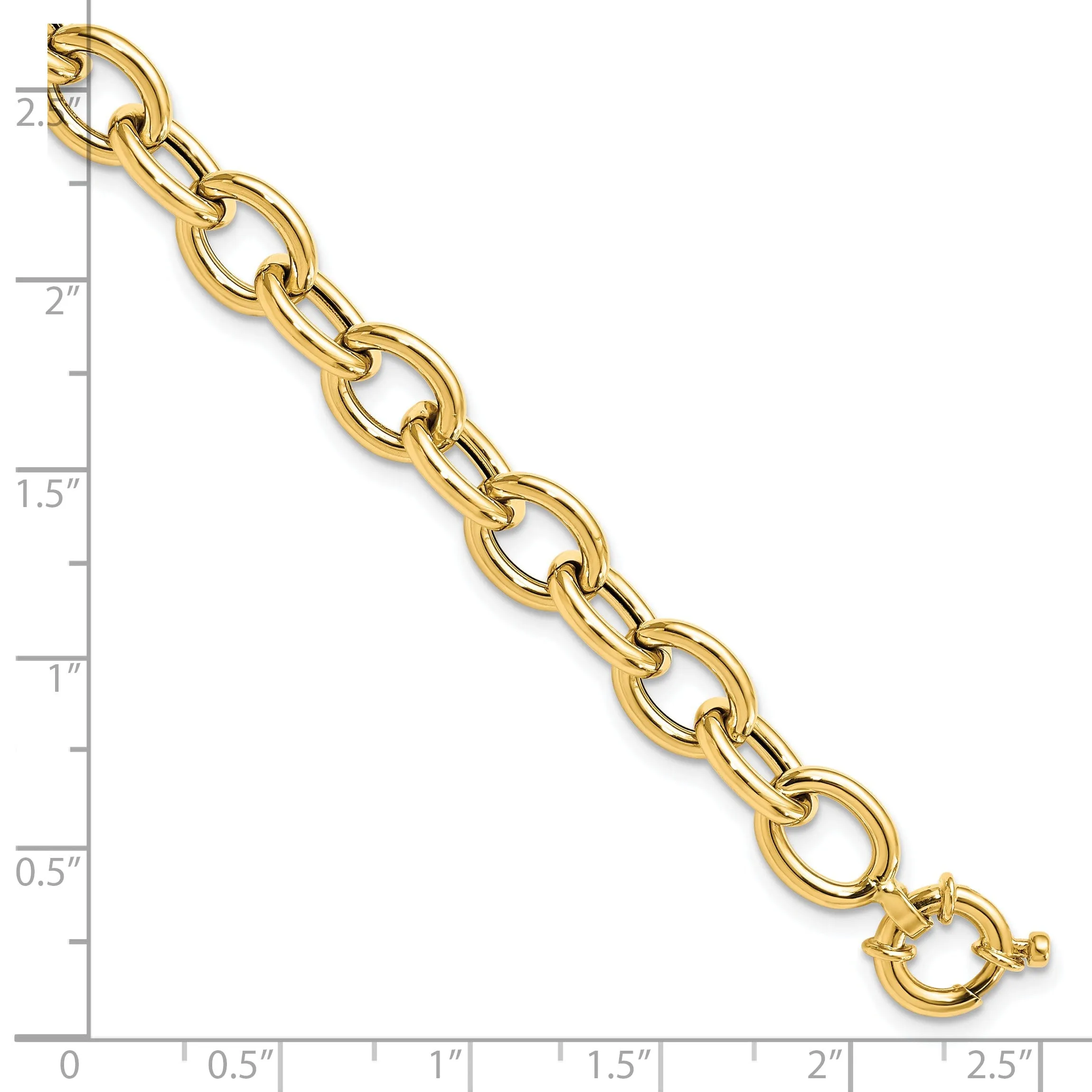 14k Yellow Gold Polish Cable Oval Link Bracelet