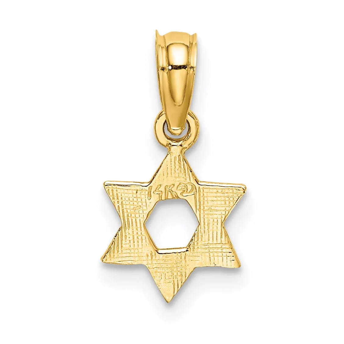 14K Yellow Gold Polish Swirls Finish Mini Small Star Of David Pendant