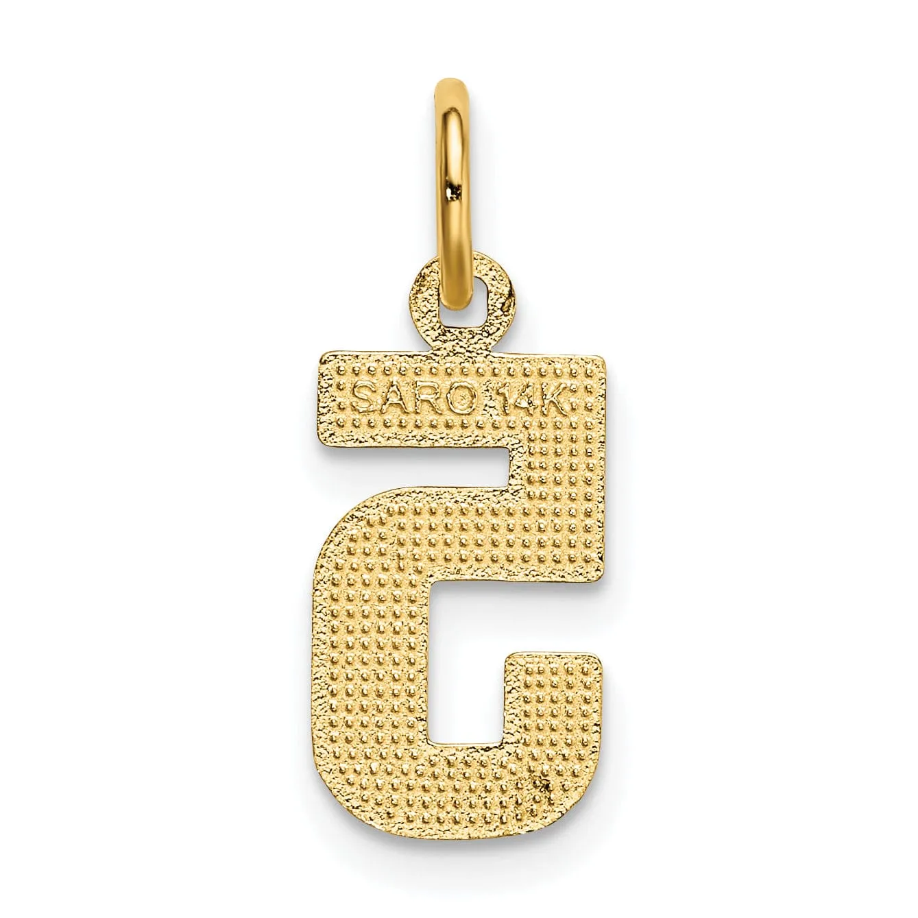 14k Yellow Gold Polished Diamond Cut Finish Small Size Number 5 Charm Pendant