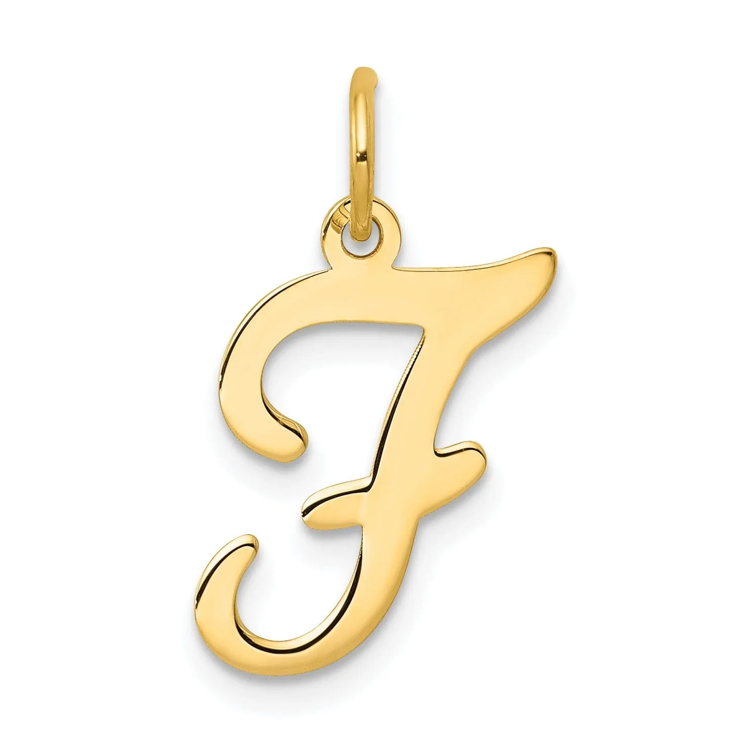 14k Yellow Gold Polished Fancy Initial F Charm