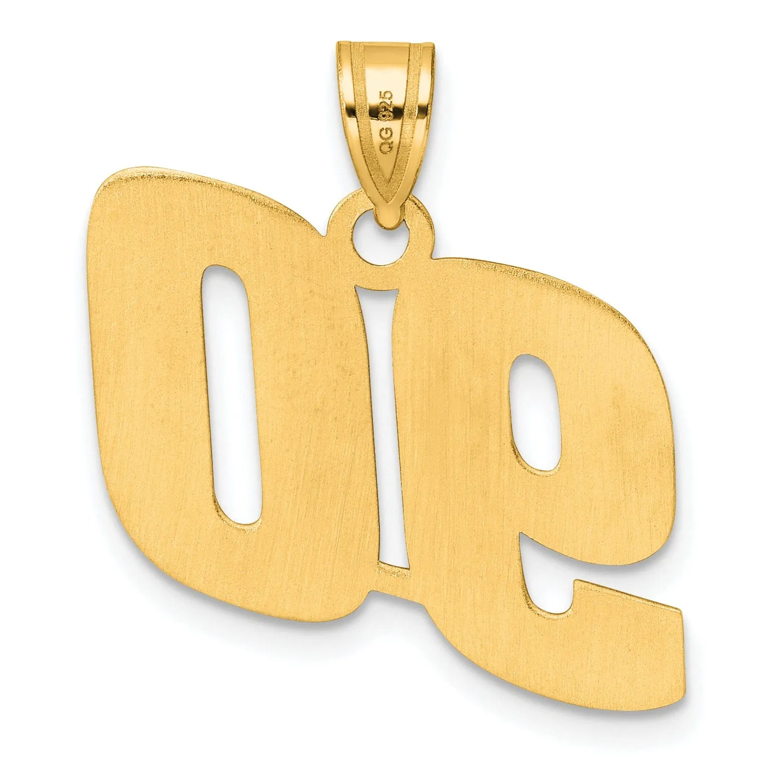 14k Yellow Gold Polished Finish Block Script Design Number 90 Charm Pendant