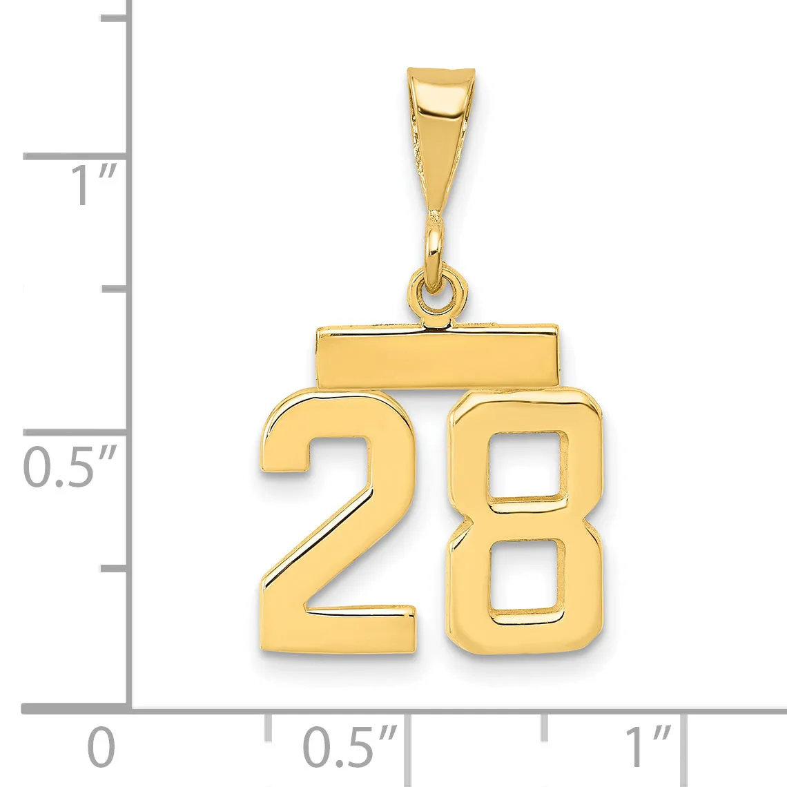 14k yellow gold small polished number 28 charm