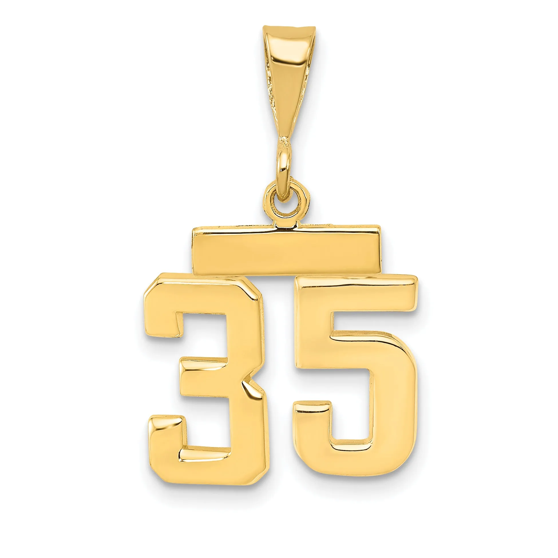 14k yellow gold small polished number 35 charm