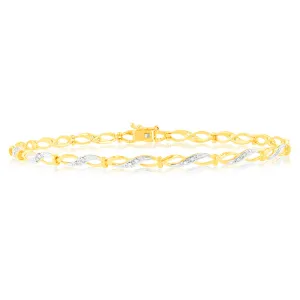 1/6 Carat Diamond Bracelet in 9ct Yellow Gold