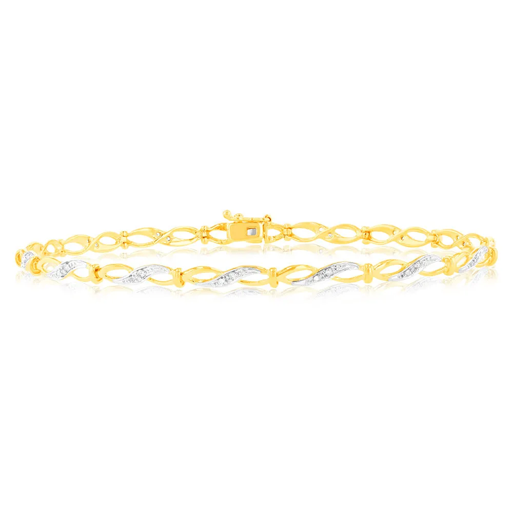 1/6 Carat Diamond Bracelet in 9ct Yellow Gold