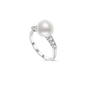 18K Diamond Australian White South Sea Pearl Ring KR00056