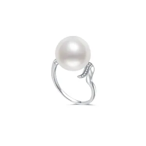 18K Diamond Australian White South Sea Pearl Ring KR00078