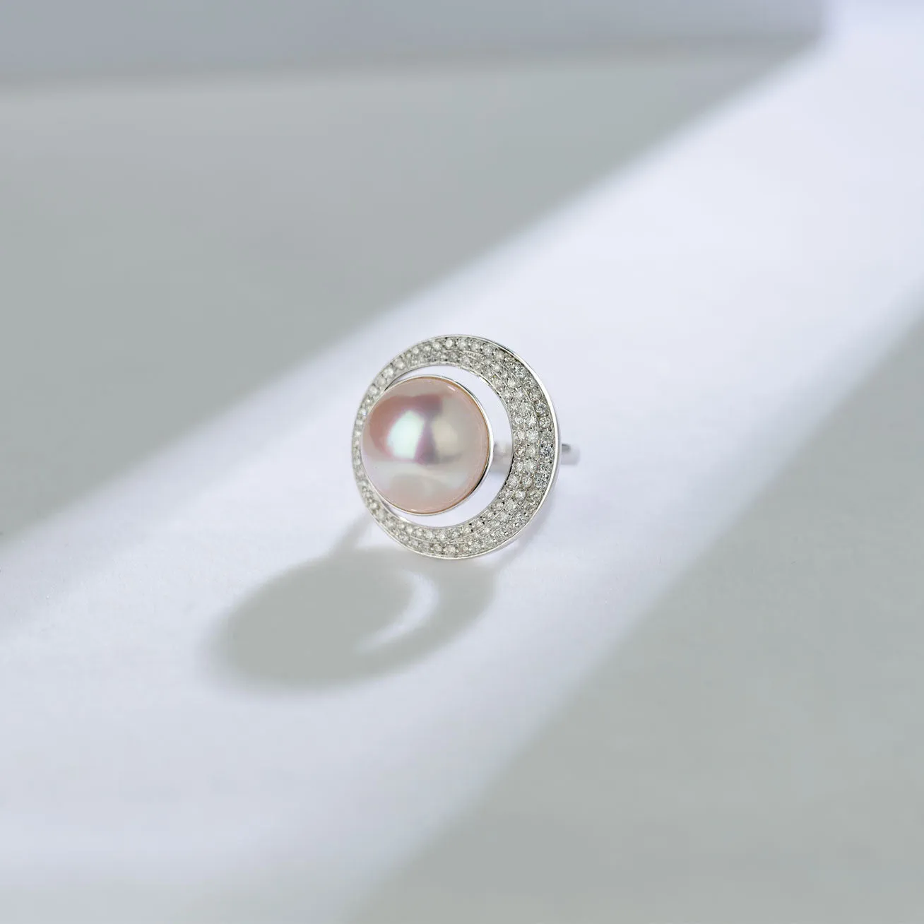 18K Diamond Edison Mabe Pearl Ring KR00063 | Si Dian Jin