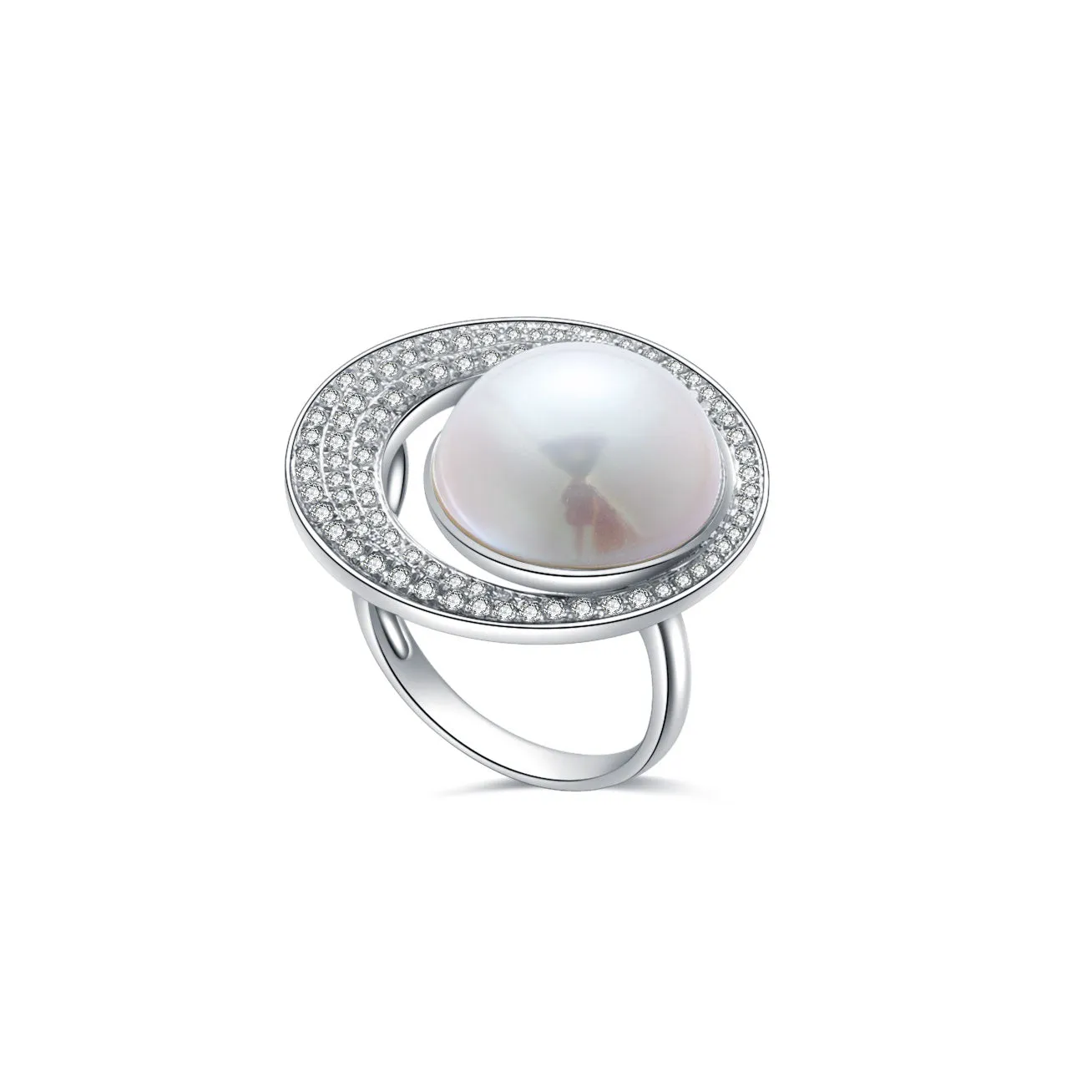 18K Diamond Edison Mabe Pearl Ring KR00063 | Si Dian Jin