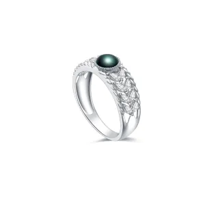 18K Solid Gold Tahitian Pearl Ring KR00087