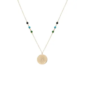 20x20 | Zoe Chicco | Justina Blakeney | Sun Disc & Mixed Stone Necklace