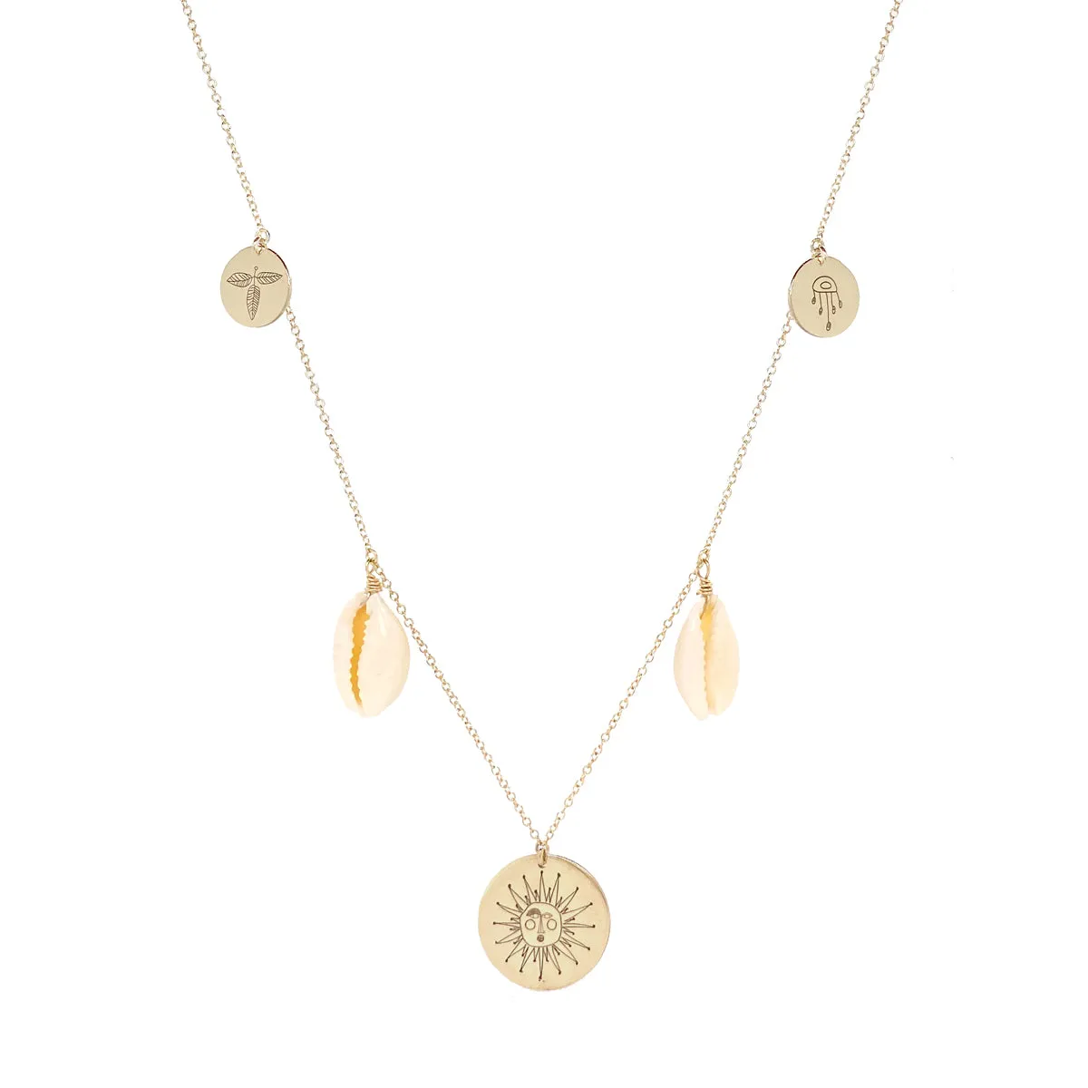 20x20 | Zoe Chicco | Justina Blakeney | Three Disc & Cowrie Necklace