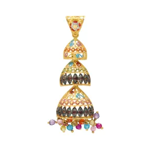 22K Yellow Gold & Gemstone Jhumki Pendant (9.7gm)