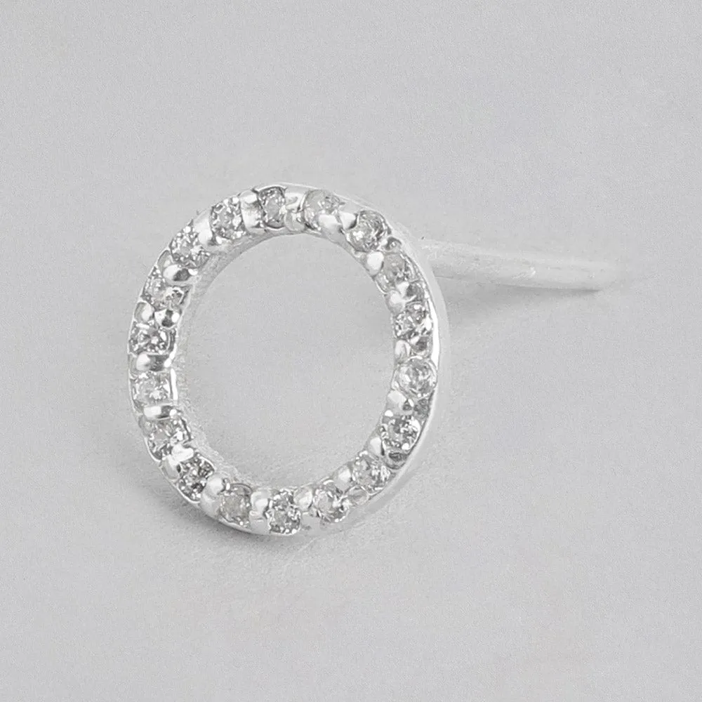 92.5 Silver Zircon Ring Stud Earrings