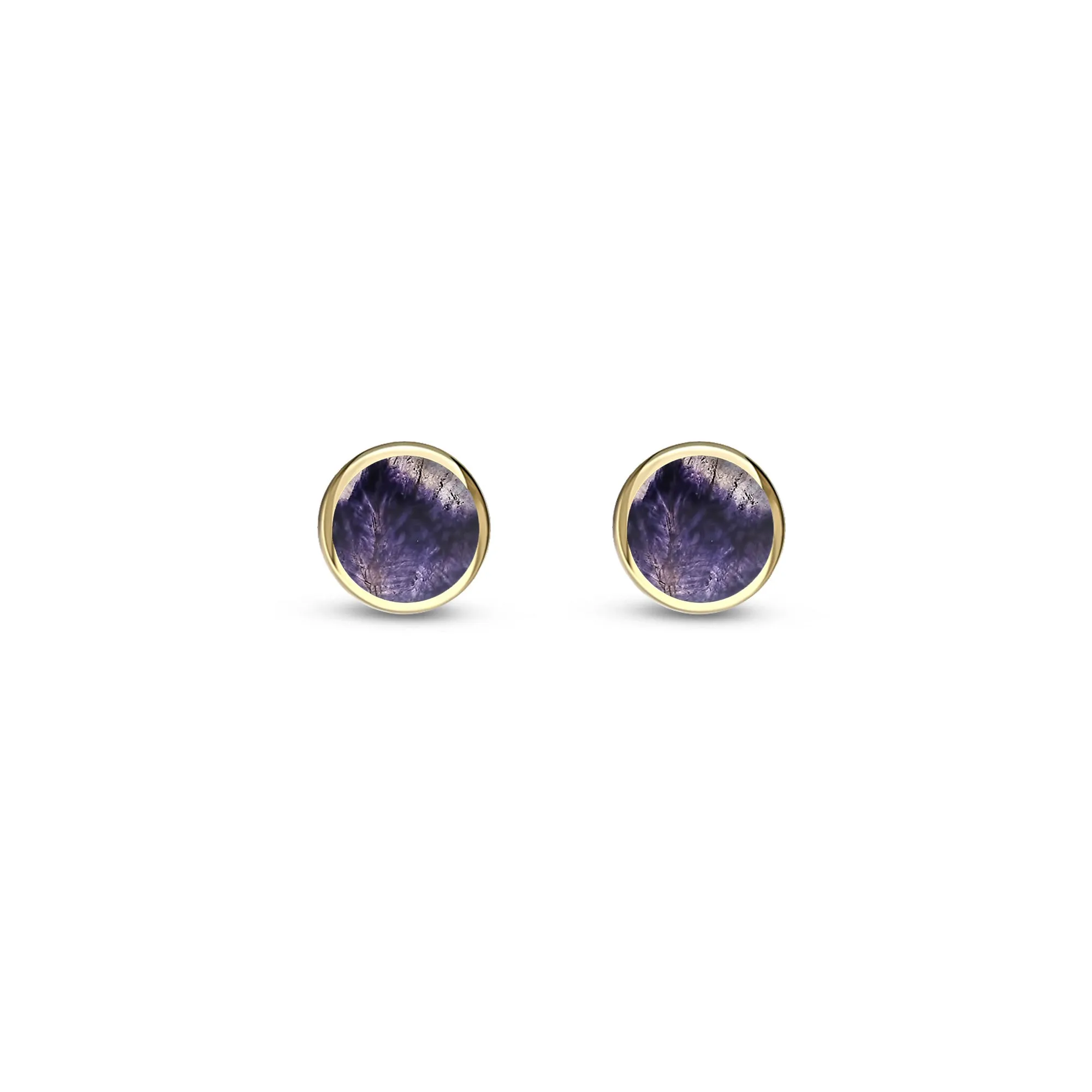 9ct Yellow Gold Blue John 4mm Stud Earrings