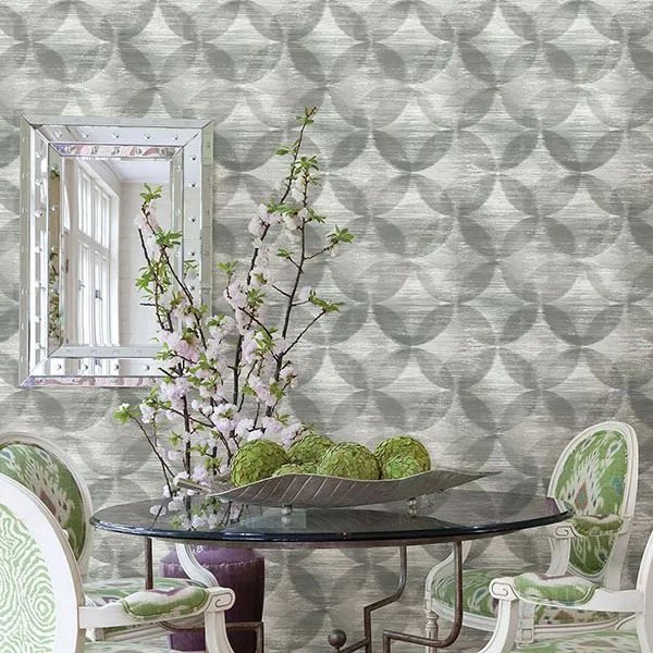 Alchemy Geometric Wallpaper in Grey from the Celadon Collection