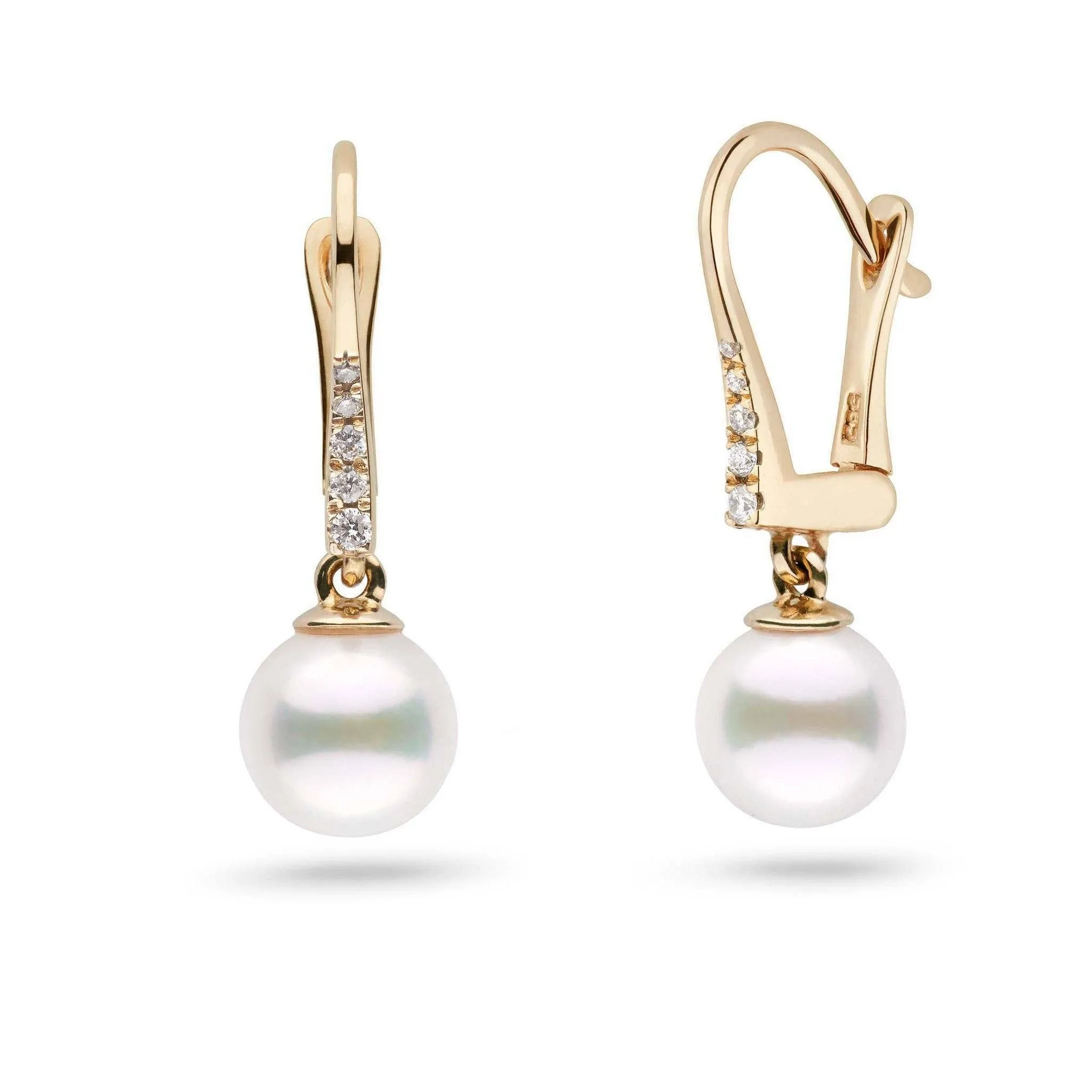 Allure Collection White Freshadama Freshwater 7.5-8.0 mm Pearl & Diamond Dangle Earrings