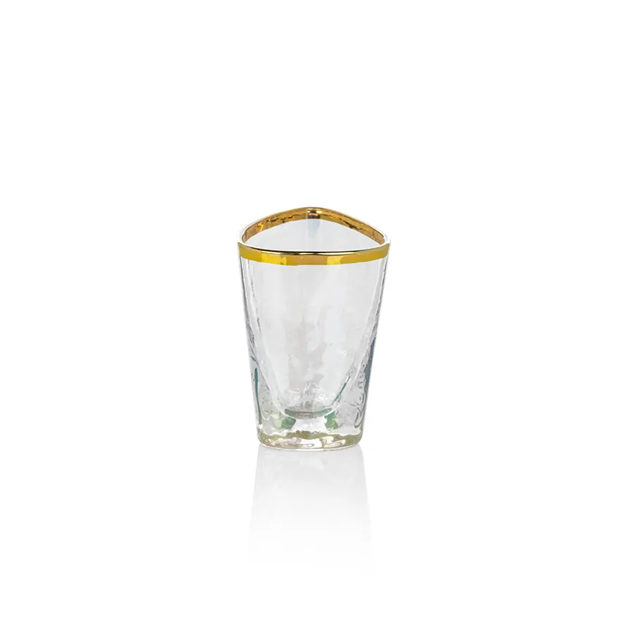 Aperitivo Triangular Shot Glass Luster w/ Gld Rim