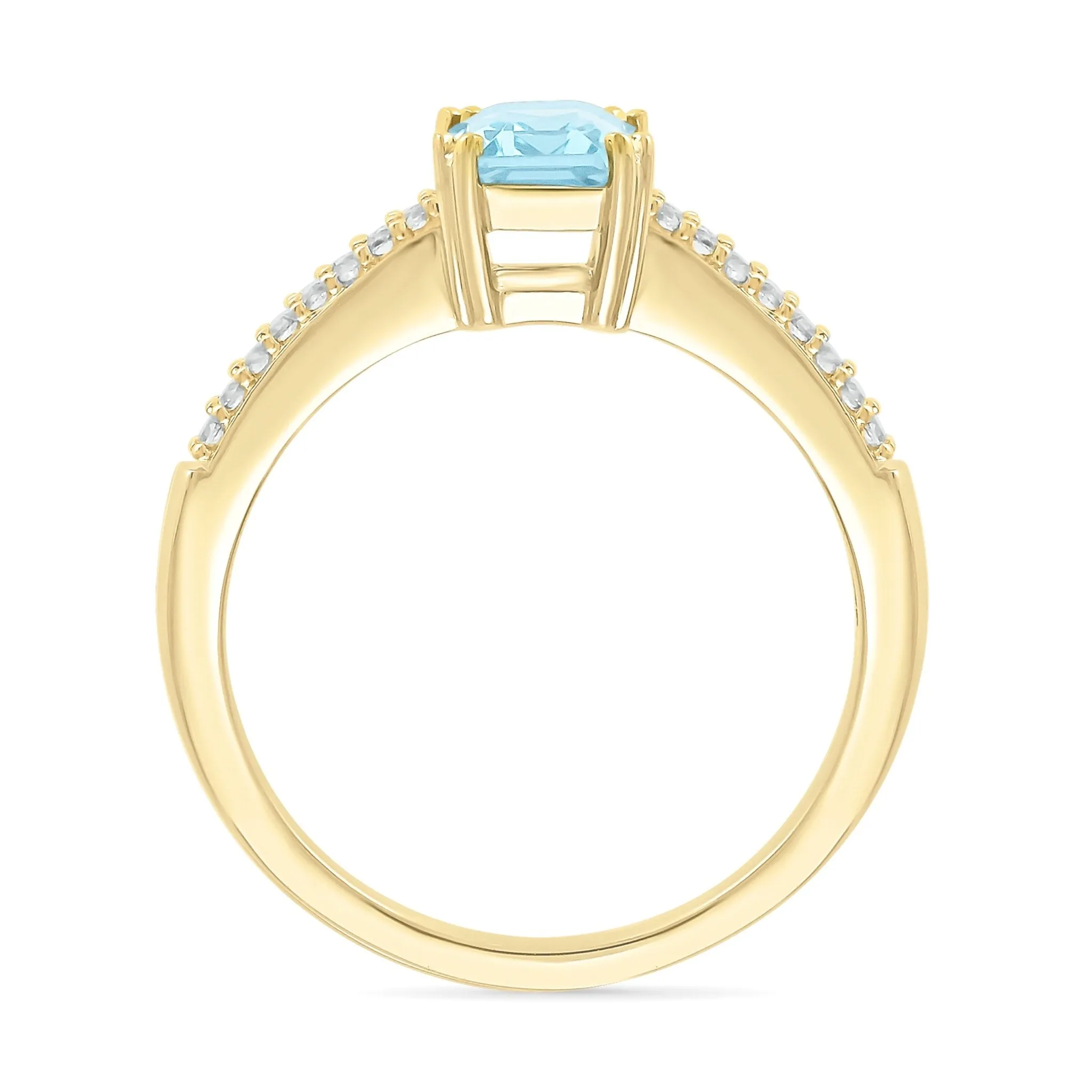 Aquamarine Solitaire Ring on White Sapphire Band