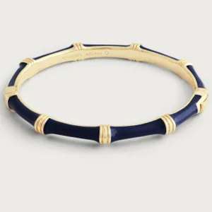 Bamboo Enameled Hinged Bangle-Atlantic Navy Blue