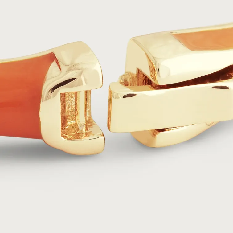 Bamboo Enameled Hinged Bangle-Clementine