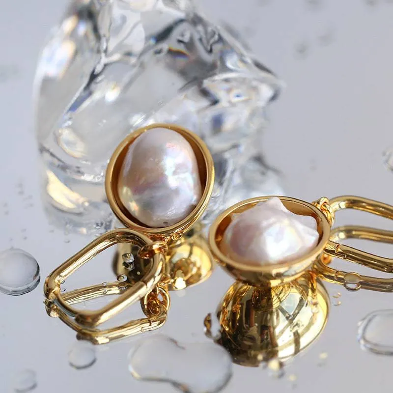 Baroque Pearl Gold Earrings