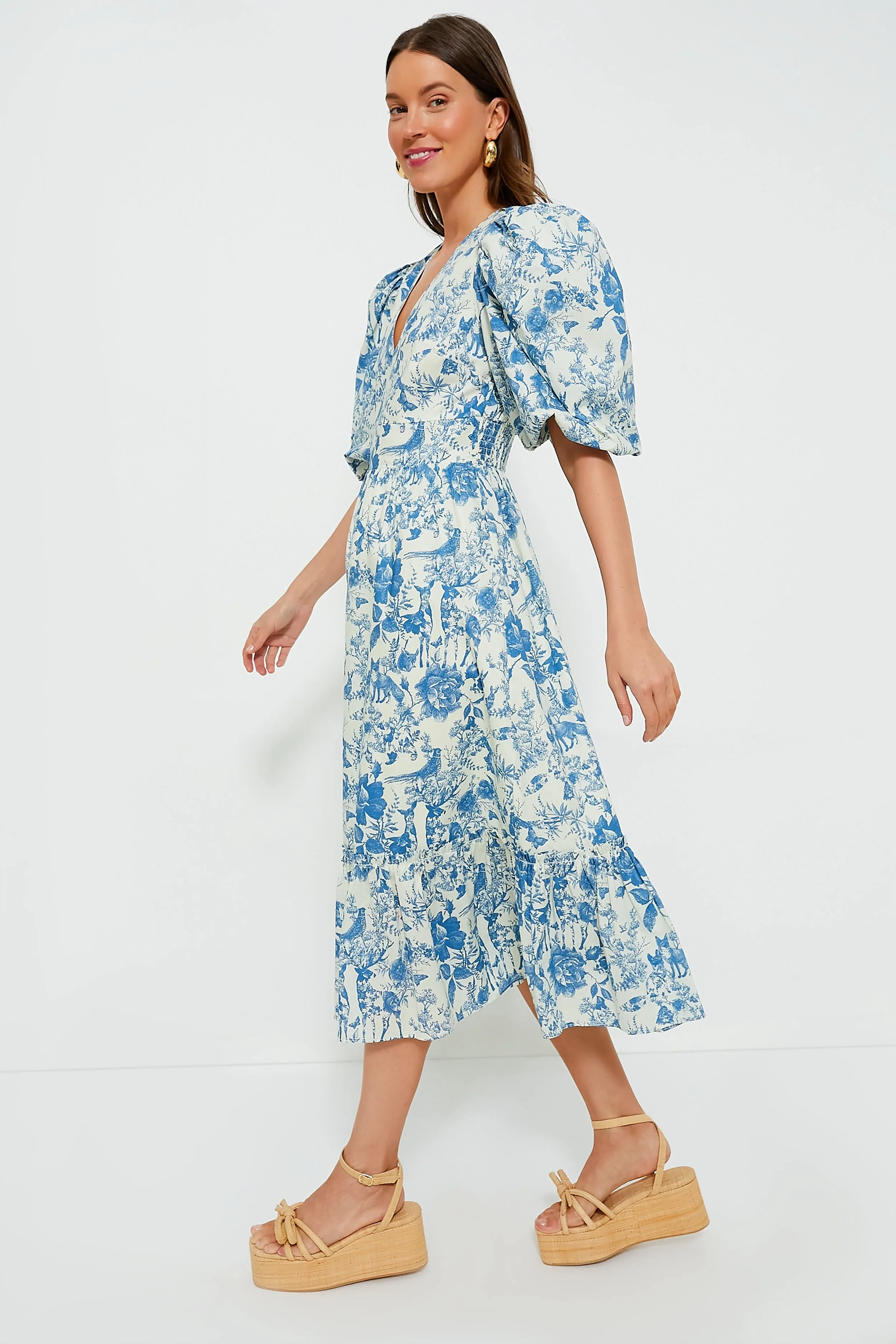 Blue Woodland Floral Lindley Dress