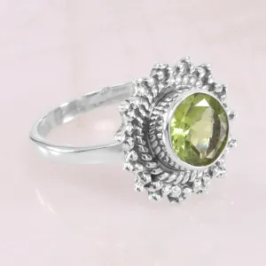 Boho Peridot 925 Sterling Silver Ring,Handmade Jewelry, August Birthstone, For Women's