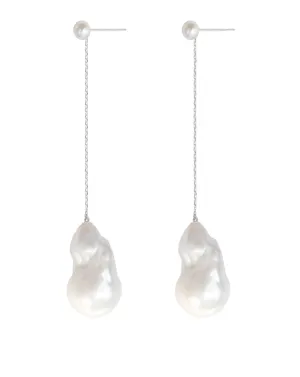 Bridal Drop White Freshwater Extra Large Baroque Pearl Earrings