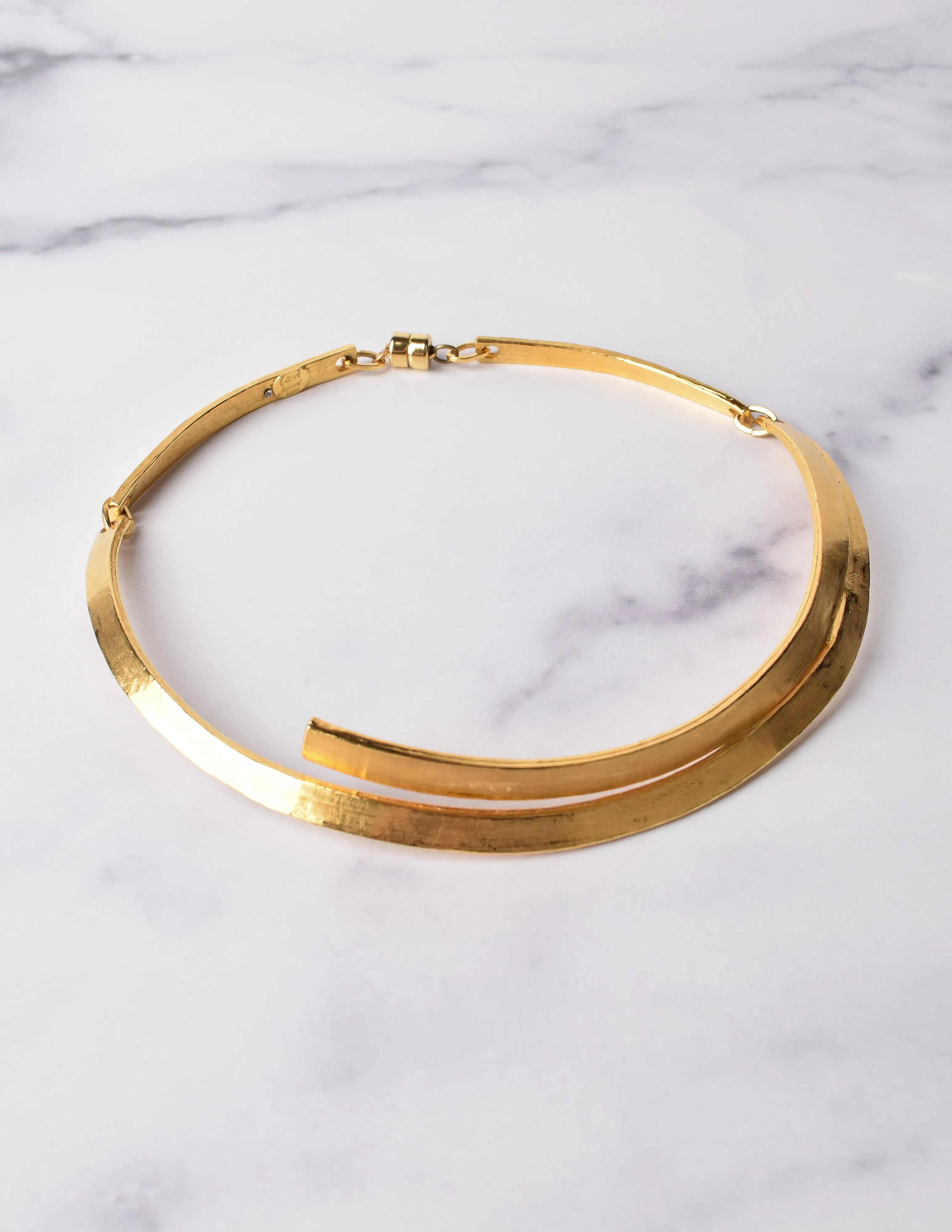 Cecile et Jeanne Vintage Modernist Golden Choker Necklace