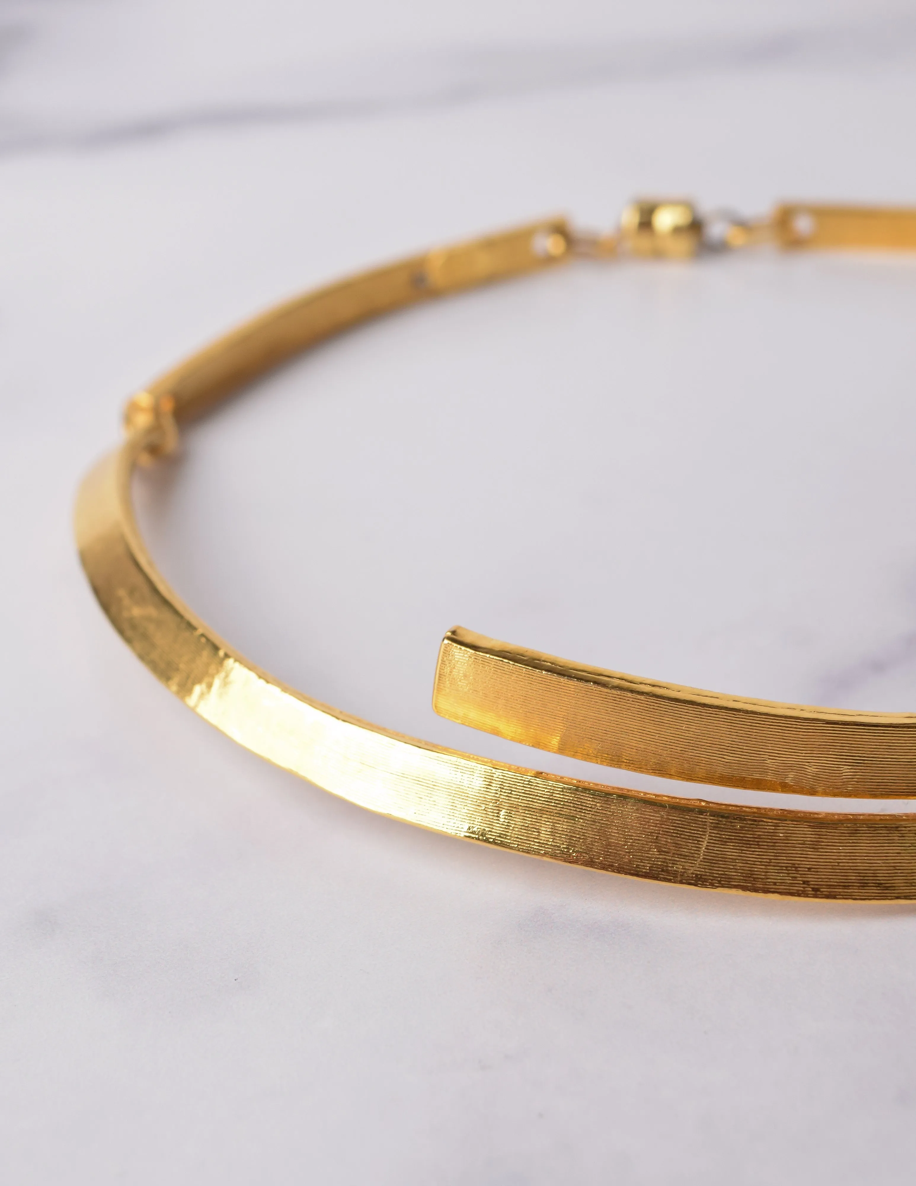 Cecile et Jeanne Vintage Modernist Golden Choker Necklace