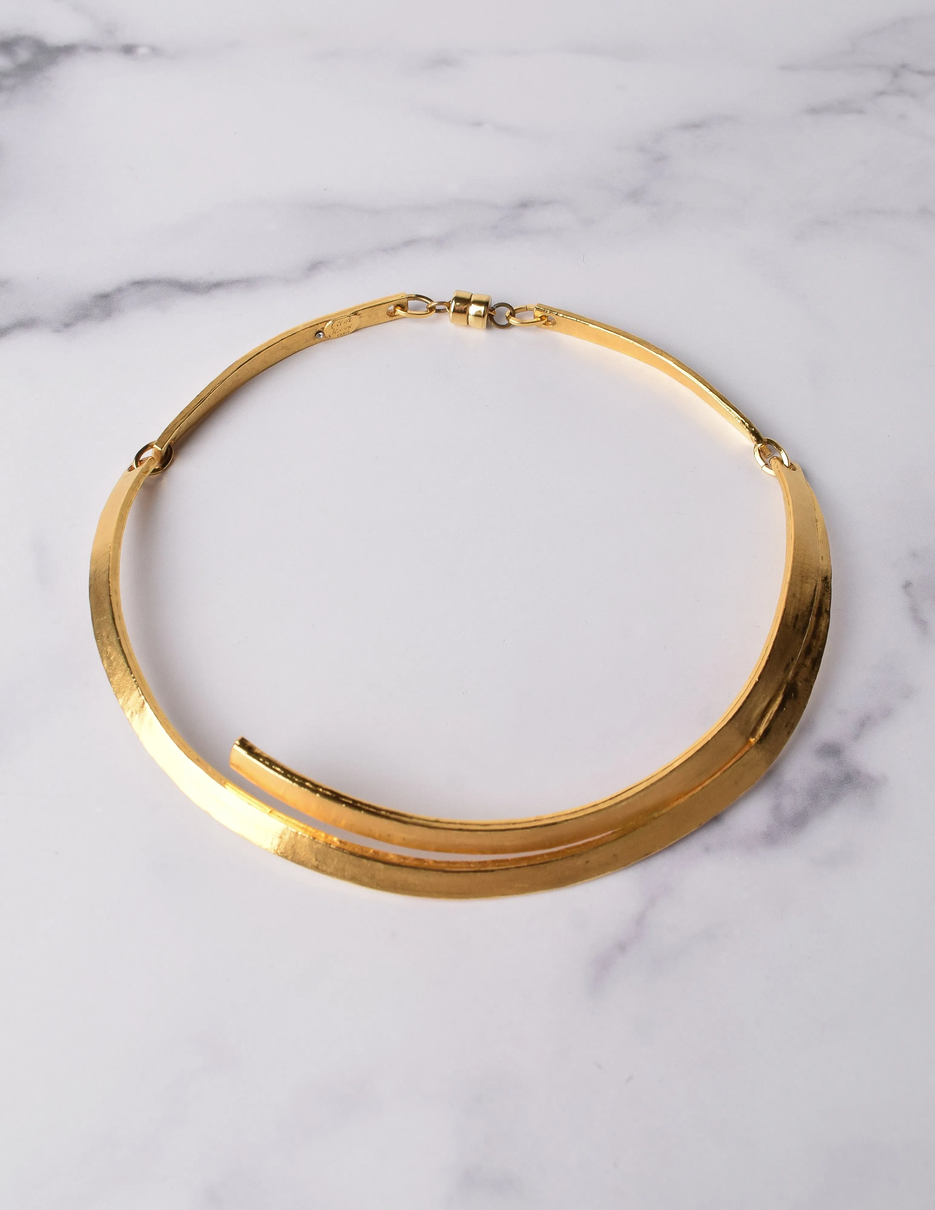 Cecile et Jeanne Vintage Modernist Golden Choker Necklace